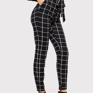 SHEIN Belted Paper-bag Pants